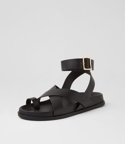 HITCH FOOTBED SS BLACK LEATHER