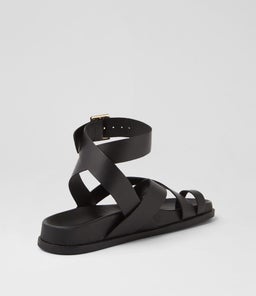 HITCH FOOTBED SS BLACK LEATHER