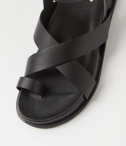 HITCH FOOTBED SS BLACK LEATHER