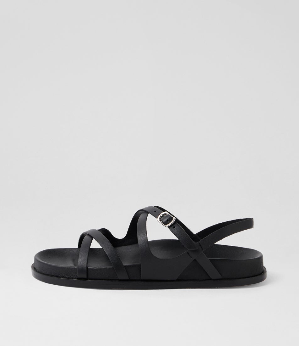Sidewalk Footbed Black Leather Sandals Sidewalk Footbed Black Leather Sandals