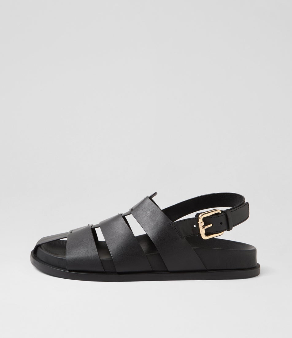 Celeste Footbed Black Leather Sandals Celeste Footbed Black Leather Sandals