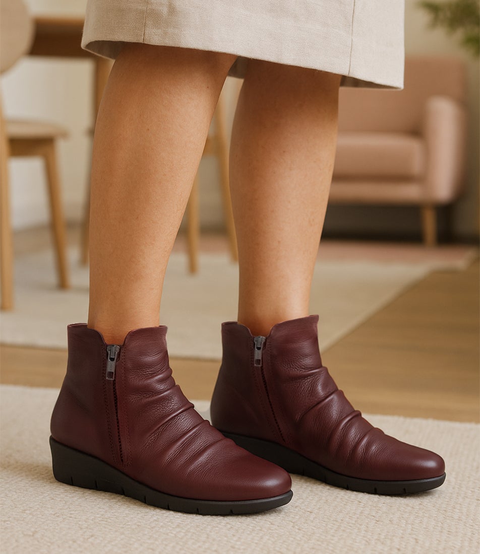 Maxie Wine Black Leather Ankle Boots Maxie Wine Black Leather Ankle Boots
