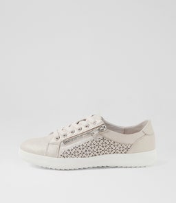 ZARINA SU ALMOND&SILVER SCRATCH LEATHER