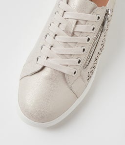 ZARINA SU ALMOND&SILVER SCRATCH LEATHER