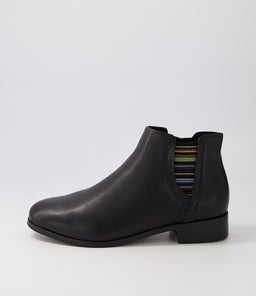 BURNLEY SU BLACK STRIPE LEATHER ELASTIC