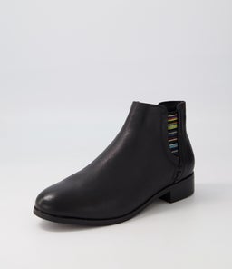 BURNLEY SU BLACK STRIPE LEATHER ELASTIC