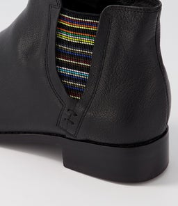 BURNLEY SU BLACK STRIPE LEATHER ELASTIC