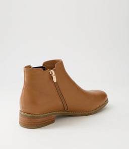 BURNLEY SU DK TAN STRIPE LEATHER ELASTIC
