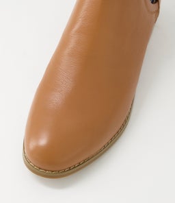 BURNLEY SU DK TAN STRIPE LEATHER ELASTIC