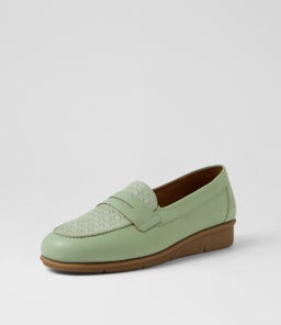 PUNIS SU OLIVE LEATHER EMBOSSED