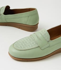 PUNIS SU OLIVE LEATHER EMBOSSED