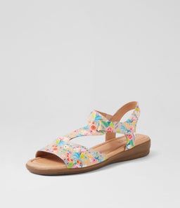 FANNE2 SU DK NUDE TROPIC FLOWER LEATHER