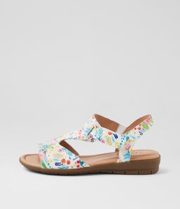 FANNE2 SU WHITE TROPIC FLOWER LEATHER