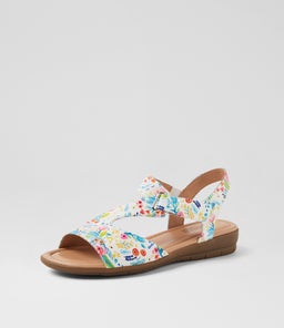 FANNE2 SU WHITE TROPIC FLOWER LEATHER