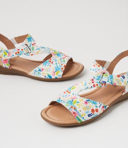 FANNE2 SU WHITE TROPIC FLOWER LEATHER