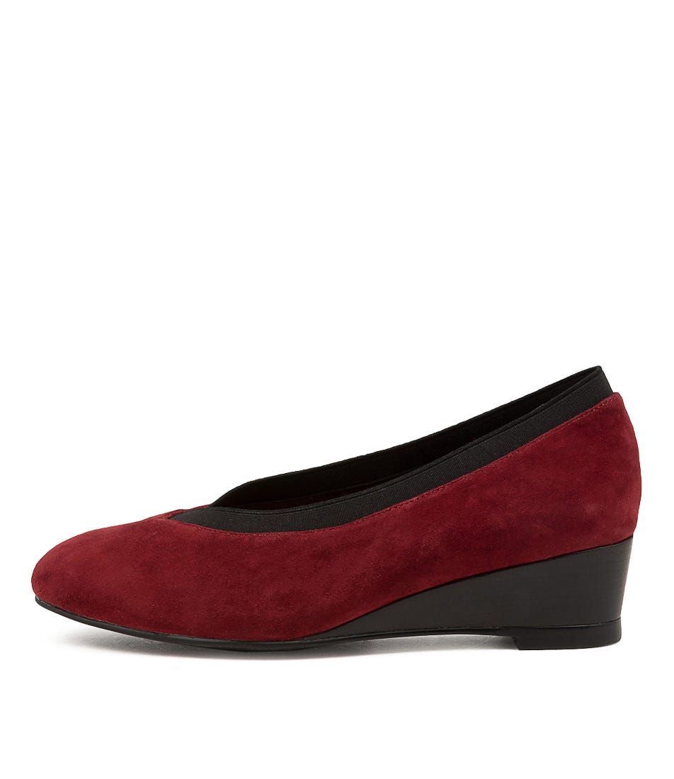 Button Berry Black Suede Wedges by 