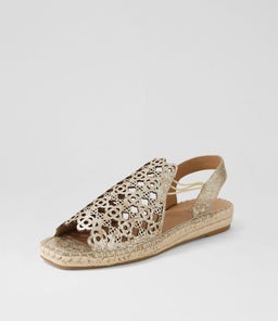 PRECHO SU TAUPE METAL FLOWER LEATHER