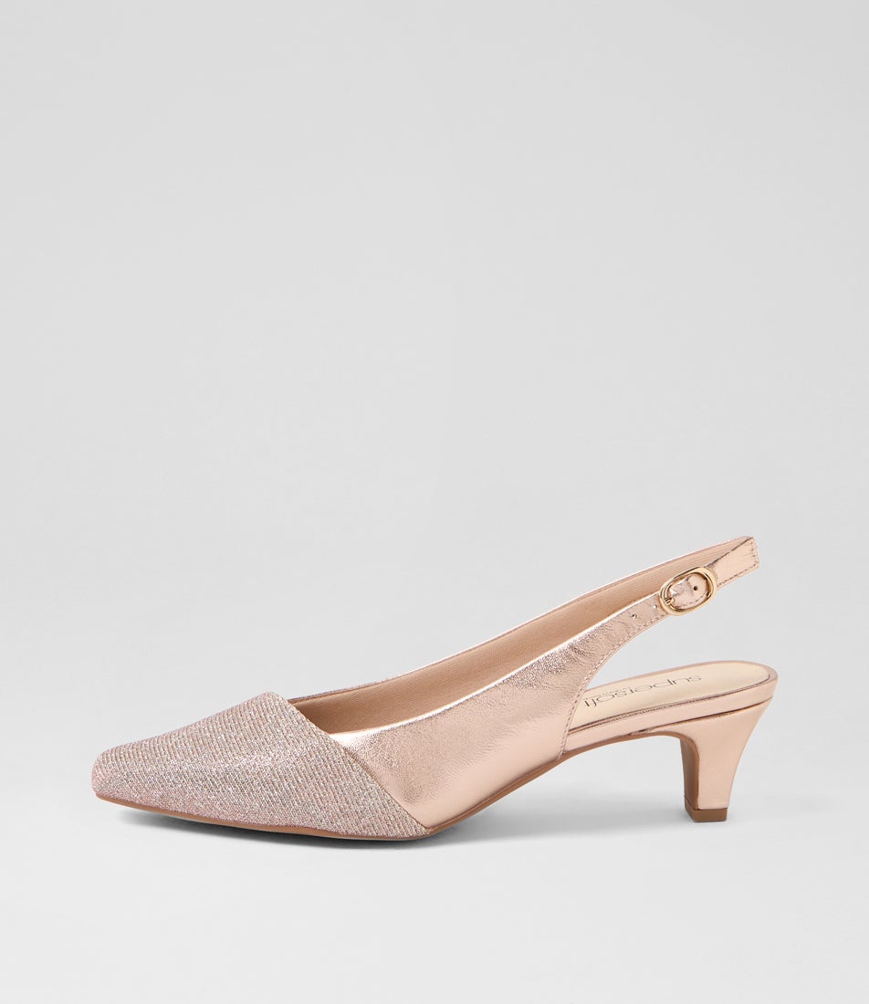 Linsain Champagne Sparkle Fabric Leather Heels Linsain Champagne Sparkle Fabric Leather Heels