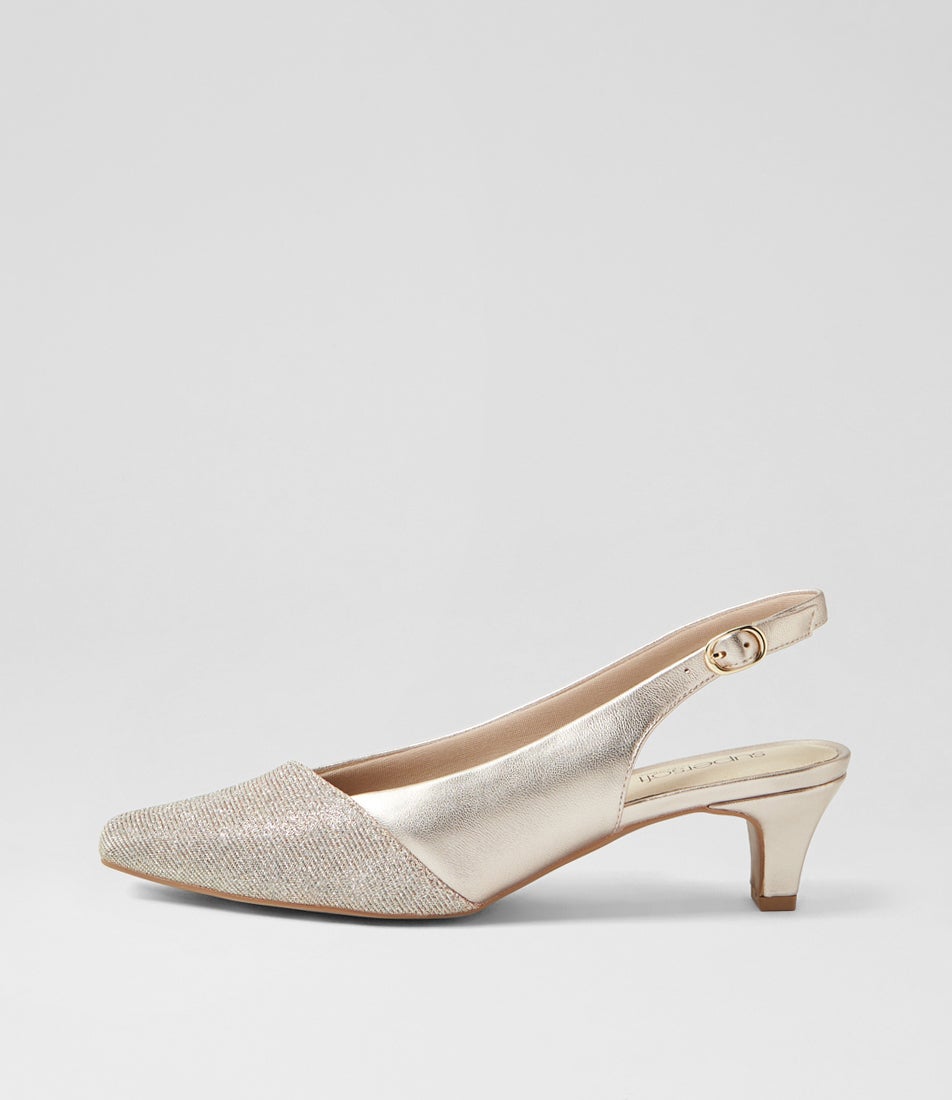 Linsain Platinum Sparkle Platinum Fabric Leather Heels