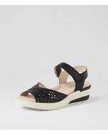 Dining Black Leather Sandals