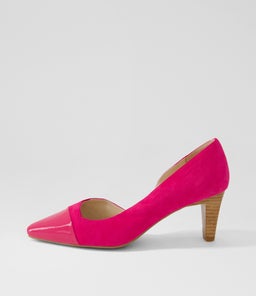 MAZY SU FUCHSIA VENEER HEEL PATENT SUEDE