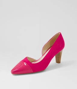 MAZY SU FUCHSIA VENEER HEEL PATENT SUEDE