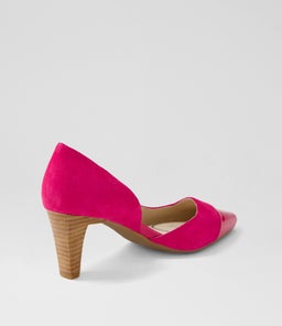 MAZY SU FUCHSIA VENEER HEEL PATENT SUEDE