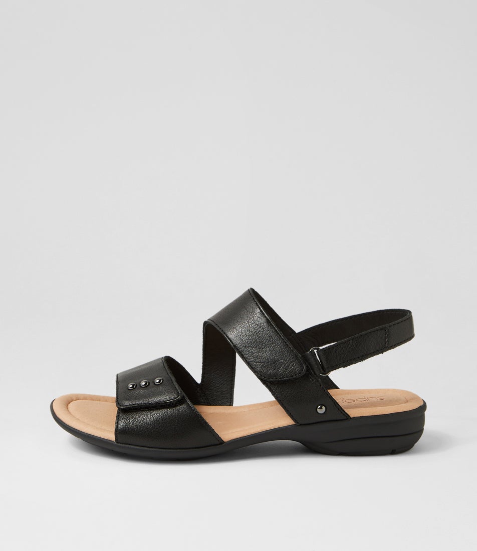 Bills Black Leather Sandals