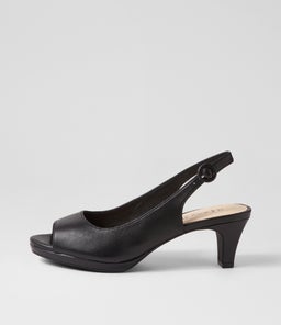 TELATER SU BLACK COVERED HEEL LEATHER