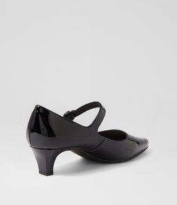 LAYS SU BLACK COVERED HEEL PATENT LEATHER
