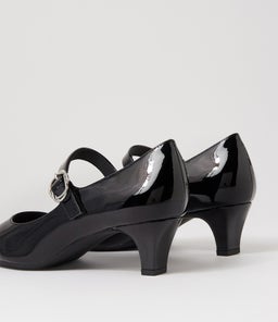 LAYS SU BLACK COVERED HEEL PATENT LEATHER