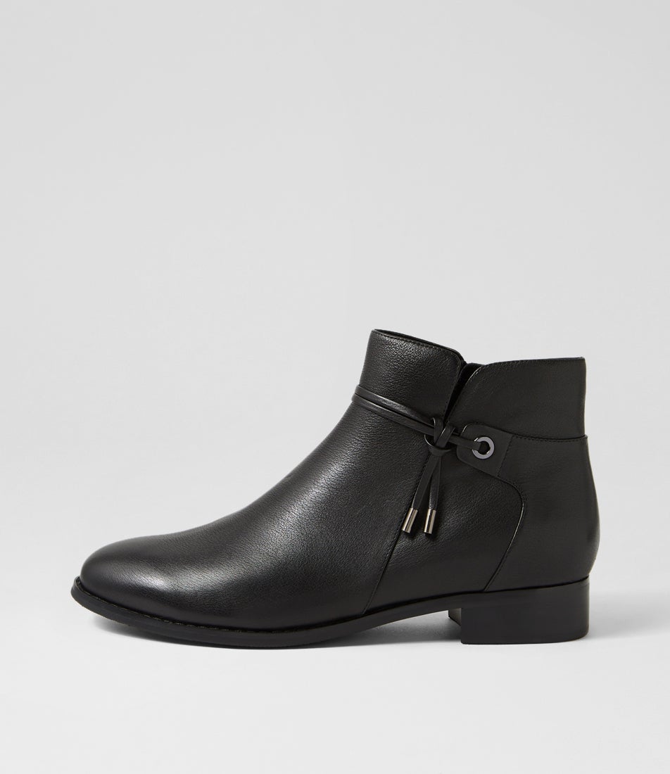 Bessi Black Leather Ankle Boots
