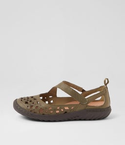 TEASI SU KHAKI DK BROWN SOLE LEATHER