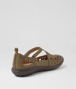 TEASI SU KHAKI DK BROWN SOLE LEATHER