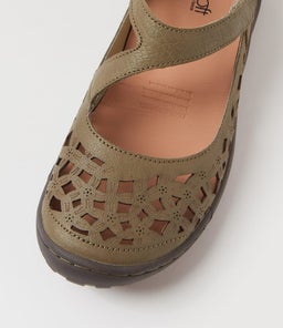 TEASI SU KHAKI DK BROWN SOLE LEATHER