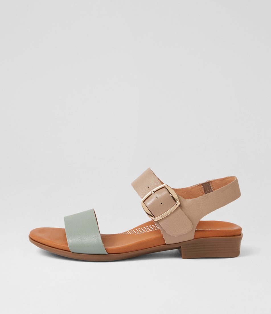 Clariss Sage Taupe Leather Sandals