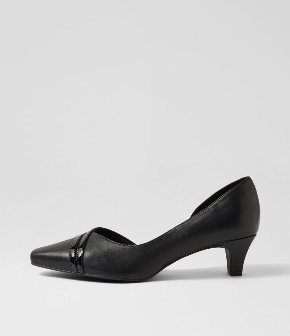 Lizzis Black Leather Patent Heels
