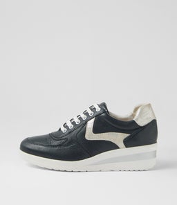 RAIE SU NAVY SILVER LEATHER SUEDE