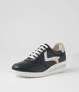 RAIE SU NAVY SILVER LEATHER SUEDE