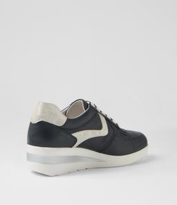 RAIE SU NAVY SILVER LEATHER SUEDE