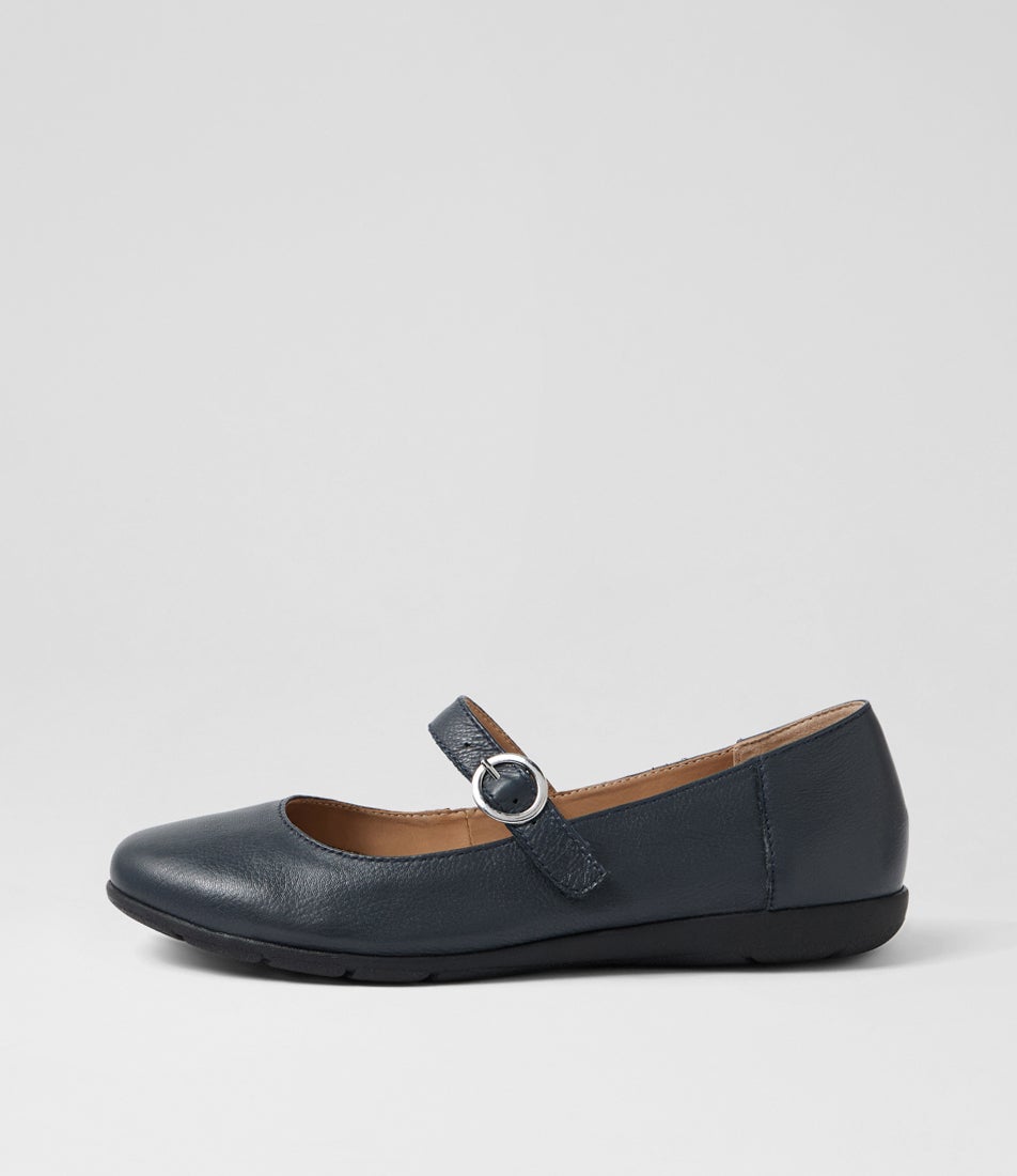 Hariet Navy Leather Flat Shoes Hariet Navy Leather Flat Shoes