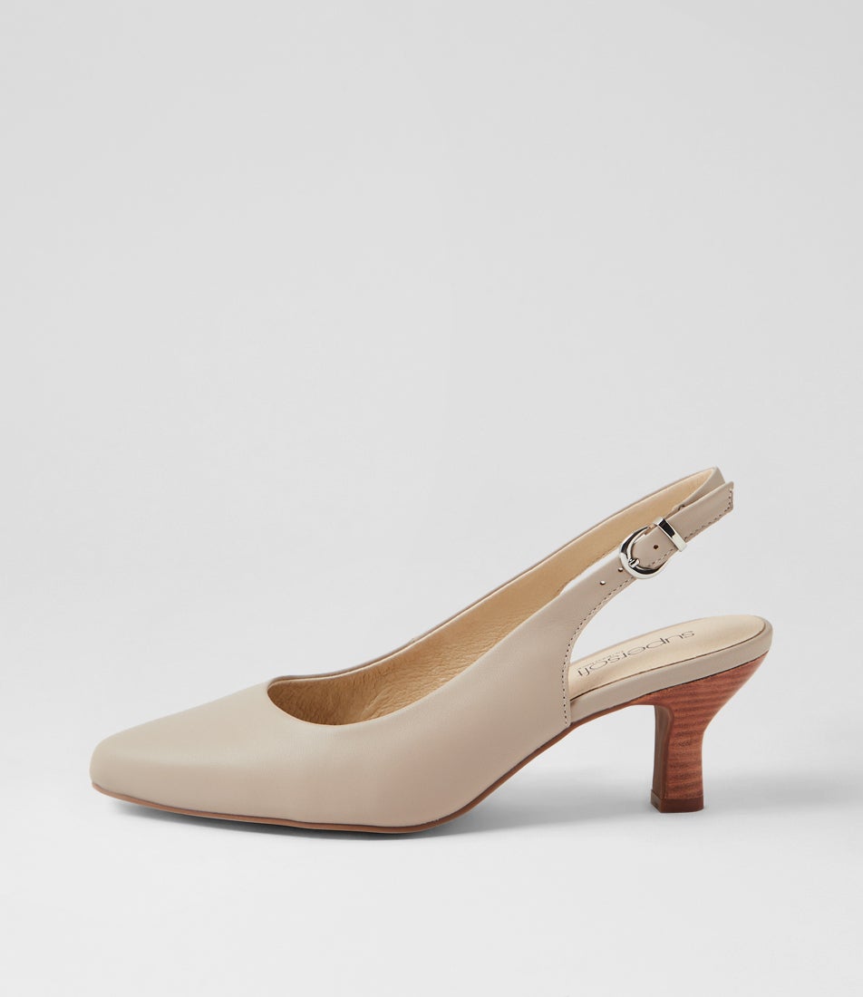 Coria Oatmilk Natural Leather Heels