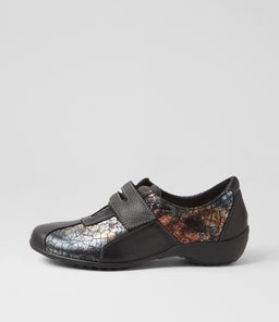 GORDANA SU BLACK BLACK RICH LEATHER SUEDE