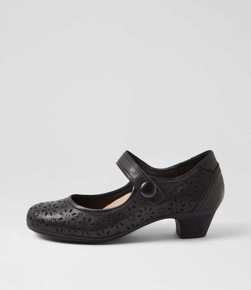 Lindeal Black Leather Heels