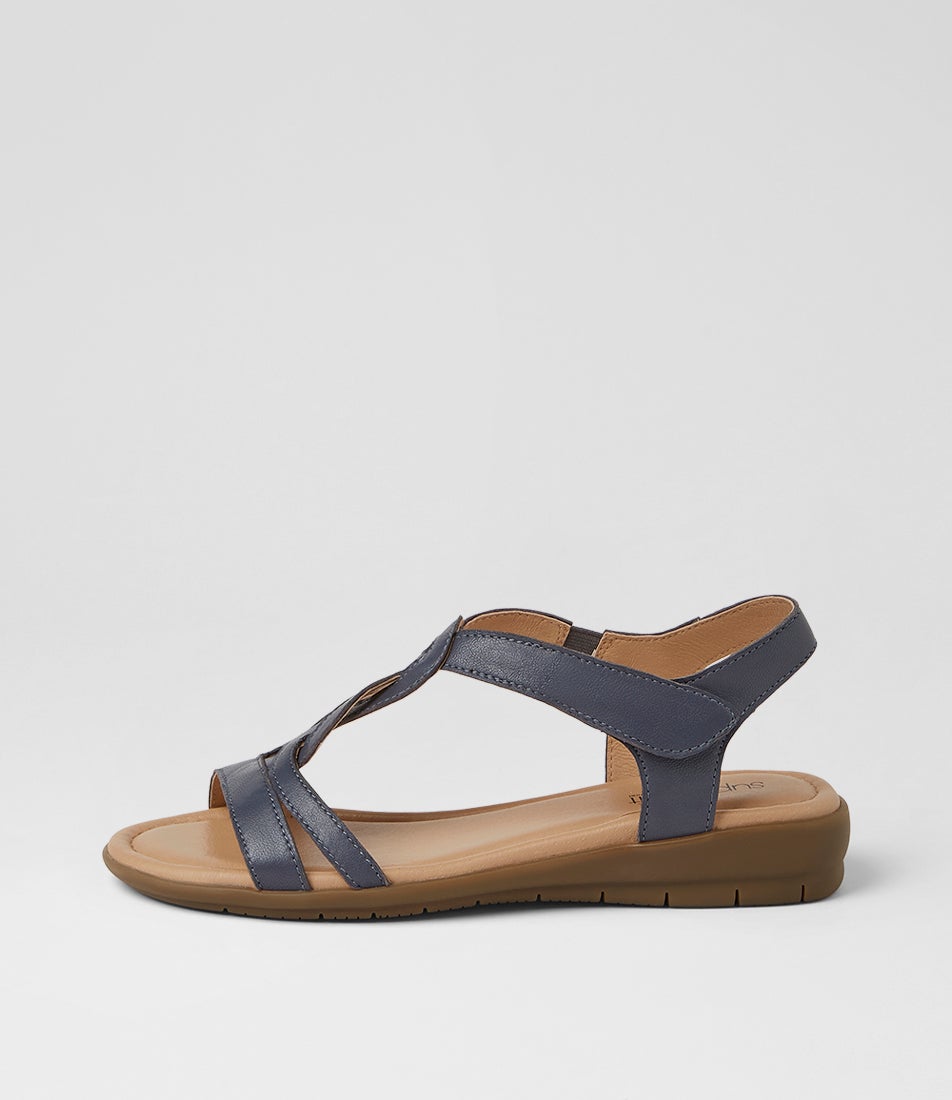 Famie Dark Denim Soft Leather Sandals