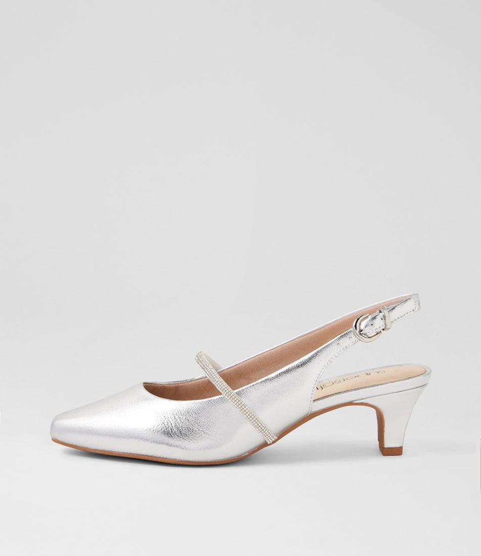 Lilium Silver Leather Jewels Heels Lilium Silver Leather Jewels Heels