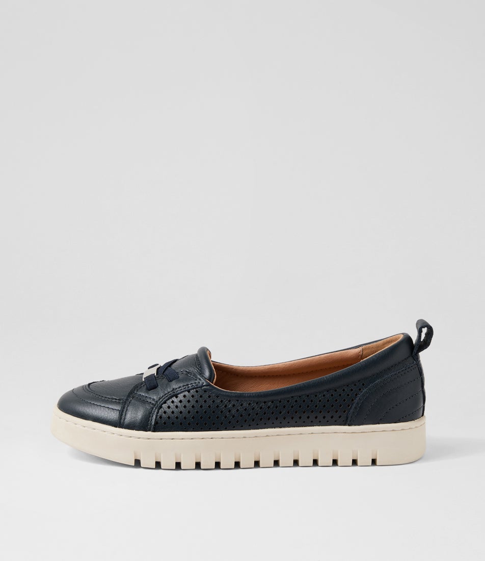 Tarins Navy Leather Flat Shoes Tarins Navy Leather Flat Shoes