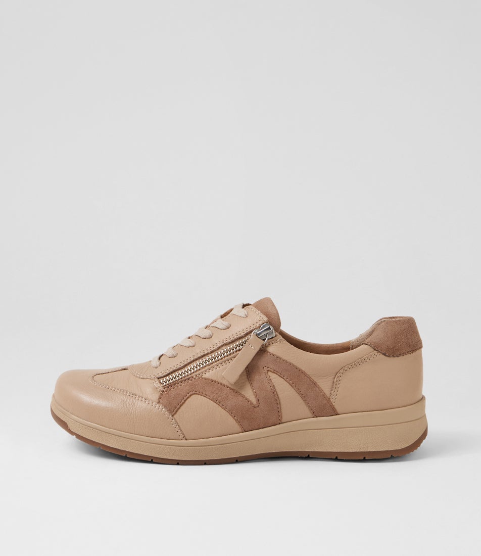 Abigalie D Beige Taupe Leather Sneakers Abigalie D Beige Taupe Leather Sneakers