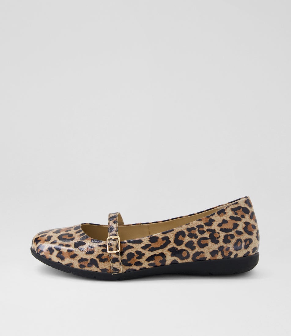 Hillie Tan Leopard Patent Leather Flat Shoes Hillie Tan Leopard Patent Leather Flat Shoes