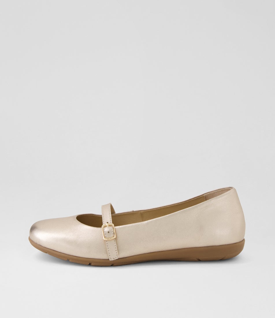 Hillie Champagne Leather Flat Shoes